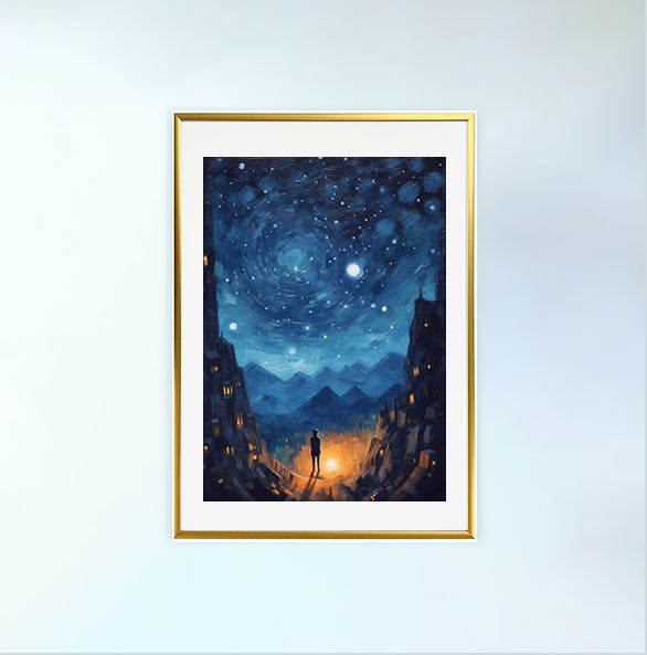 プラネタリウムのアートポスター金フレームあり