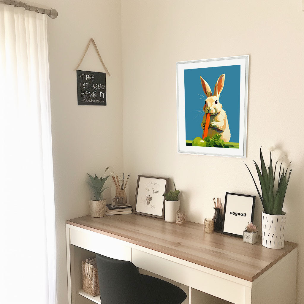 ウサギのアートポスター机配置イメージ