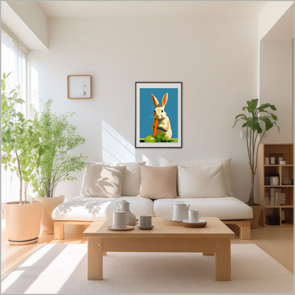 ウサギのアートポスターリビング配置イメージ