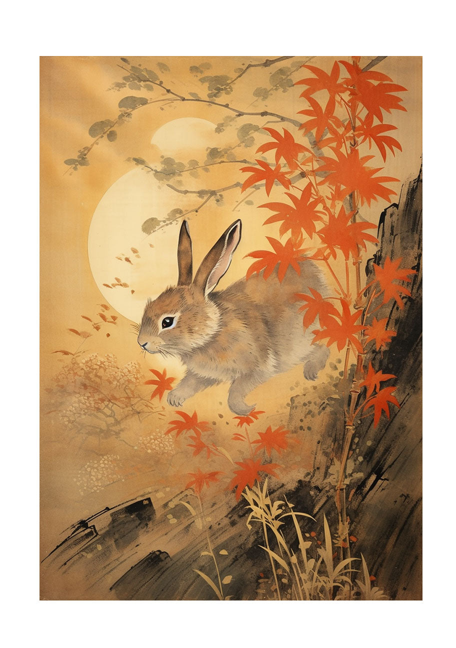 ウサギのアートポスター原画のみ