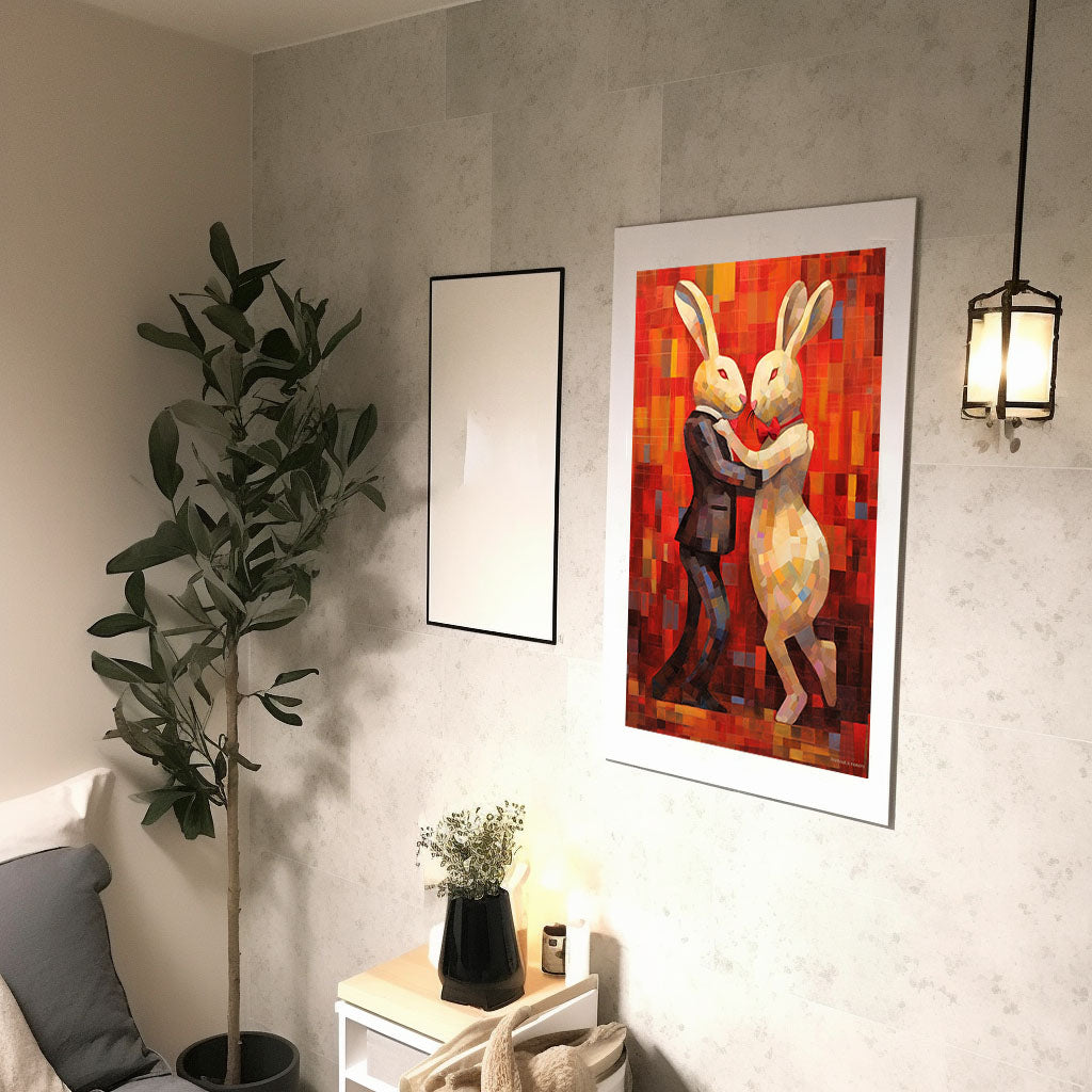 ウサギのアートポスター廊下配置イメージ
