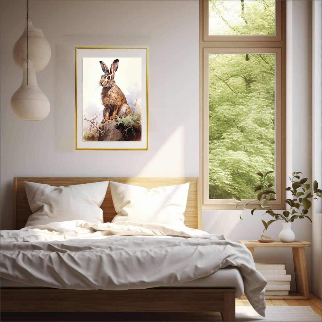 ウサギのアートポスター寝室配置イメージ