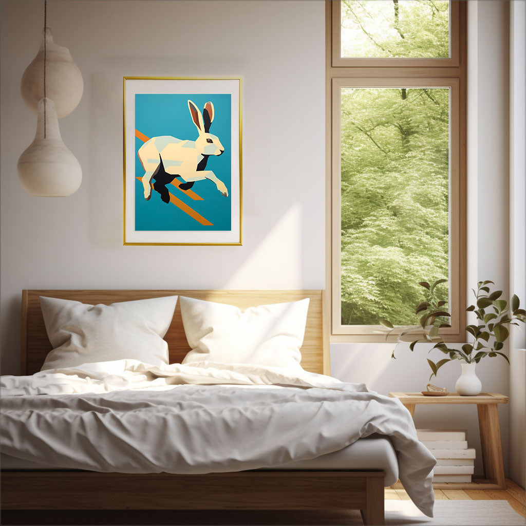 ウサギのアートポスター寝室配置イメージ