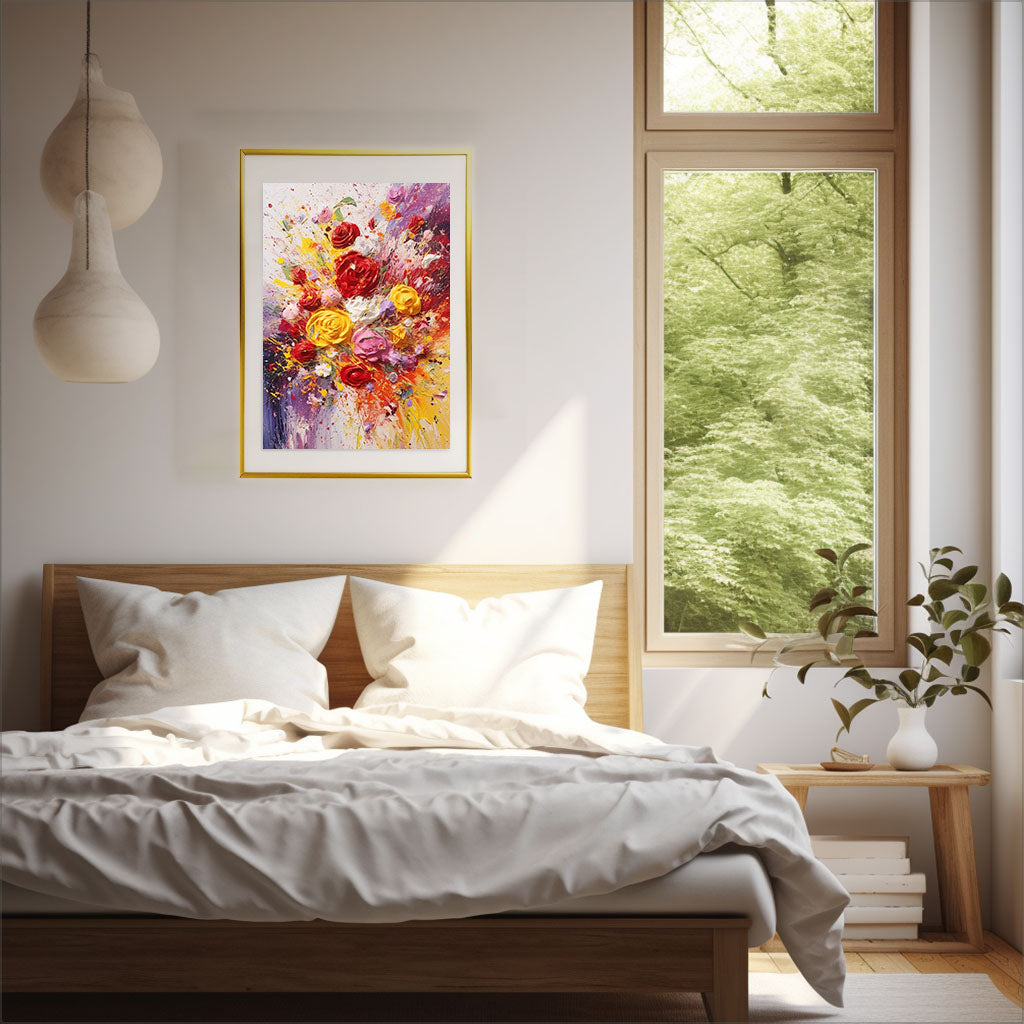 薔薇のアートポスター寝室配置イメージ