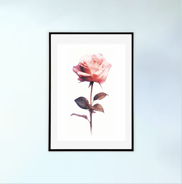 薔薇のアートポスター黒フレームあり