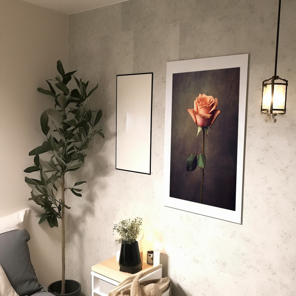 薔薇のアートポスター廊下配置イメージ