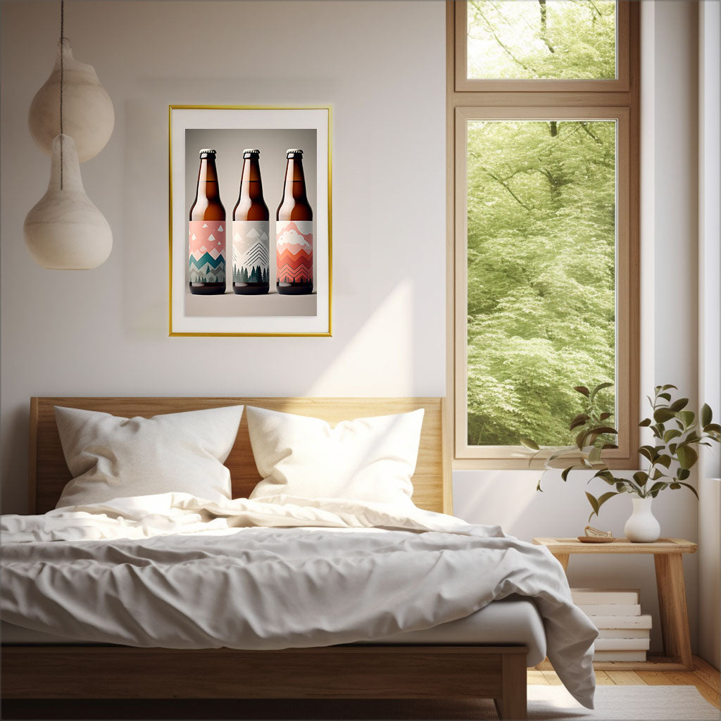 酒のアートポスター寝室配置イメージ