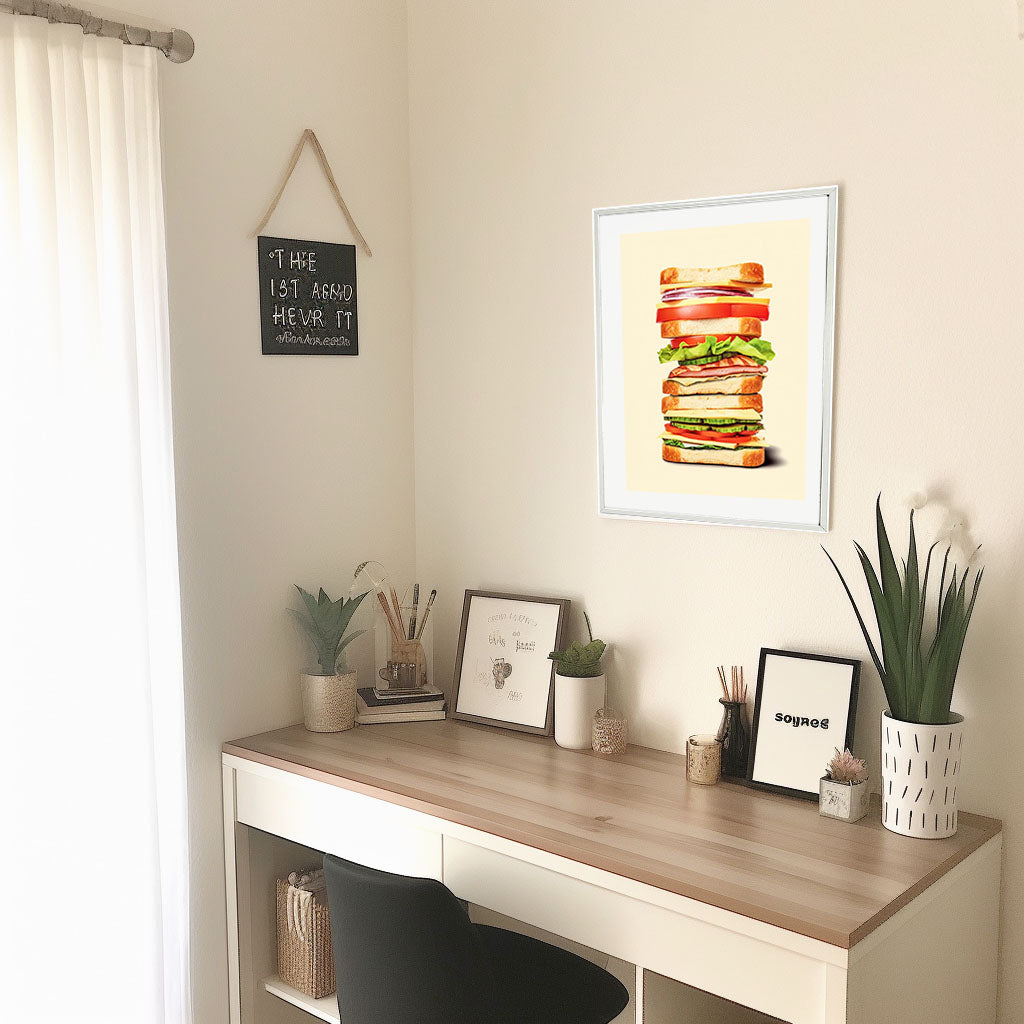 サンドイッチのアートポスター机配置イメージ