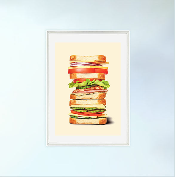 サンドイッチのアートポスター白フレームあり