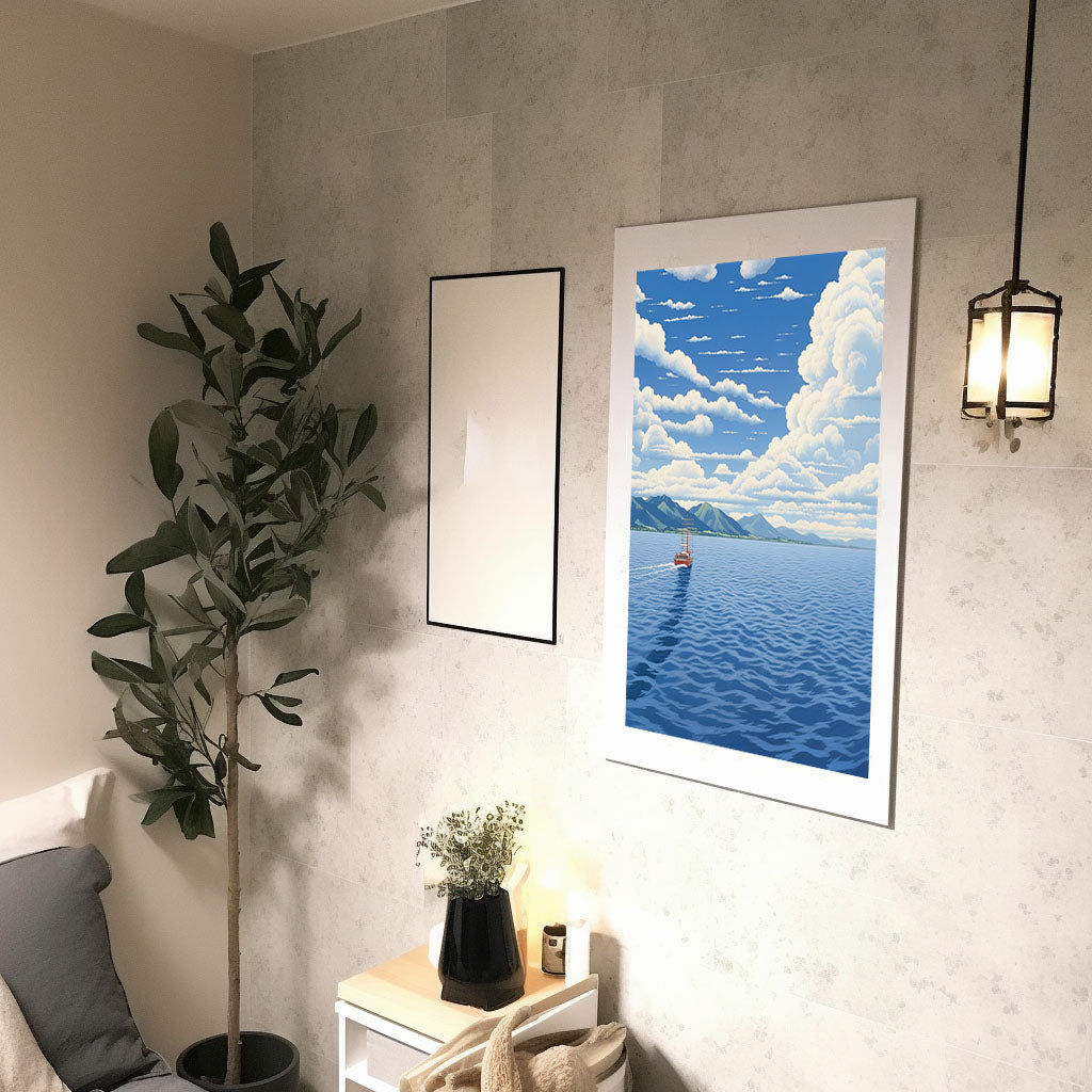 海のアートポスター廊下配置イメージ