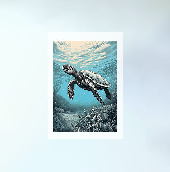 ウミガメのアートポスター原画のみ設置イメージ