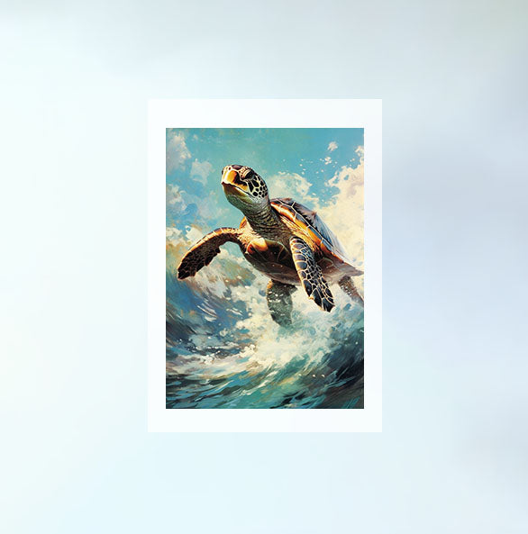 ウミガメのアートポスター原画のみ設置イメージ
