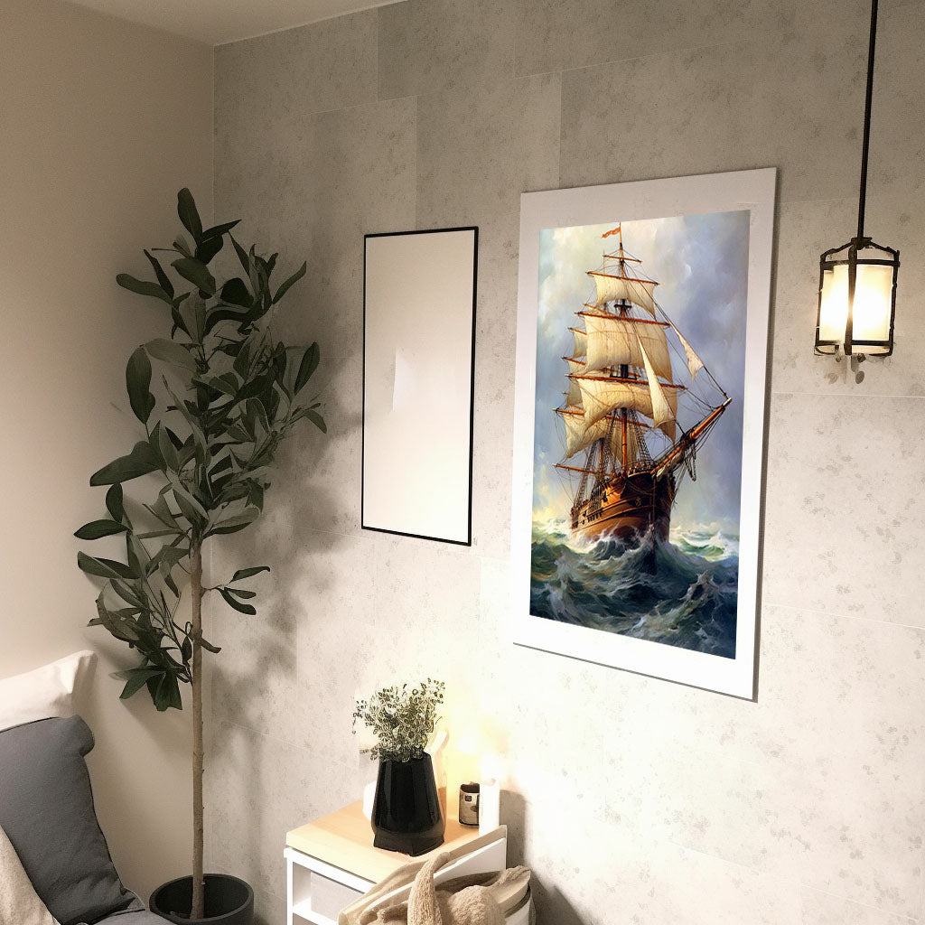 船のアートポスター廊下配置イメージ