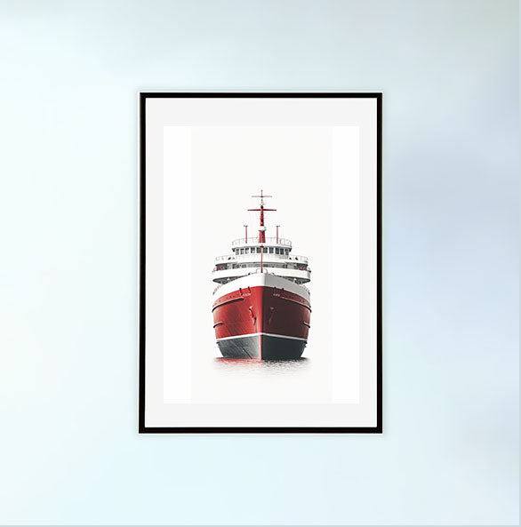 船のアートポスター黒フレームあり
