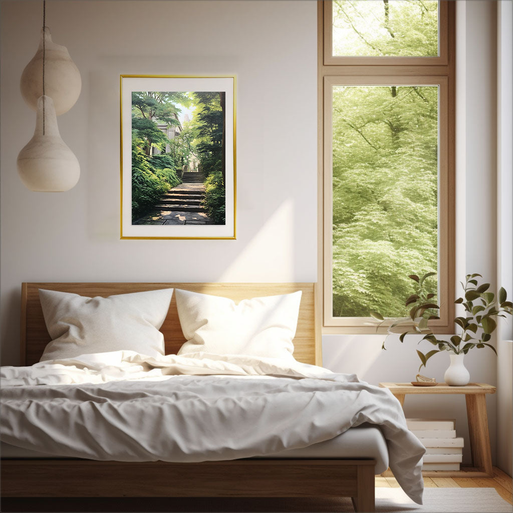 神社のアートポスター寝室配置イメージ