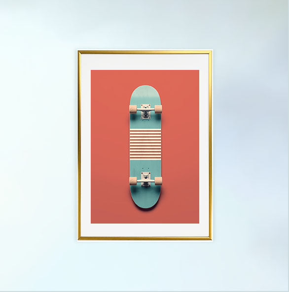 スケートボードのアートポスター金フレームあり