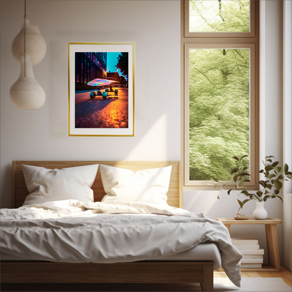 スケートボードのアートポスター寝室配置イメージ