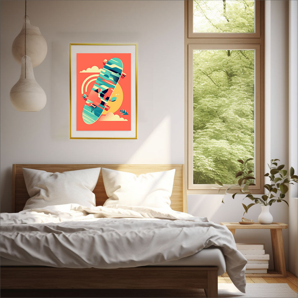 スケートボードのアートポスター寝室配置イメージ