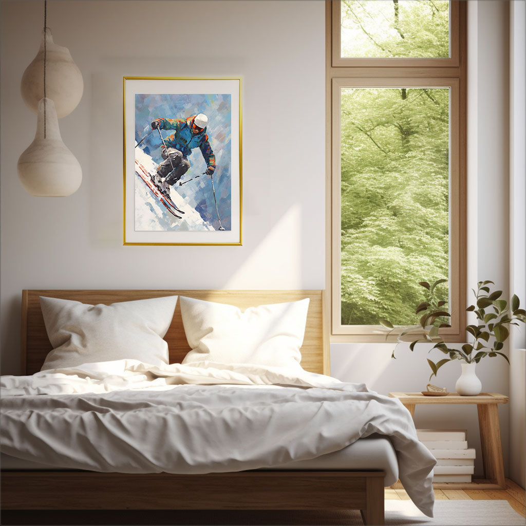 スキーのアートポスター寝室配置イメージ