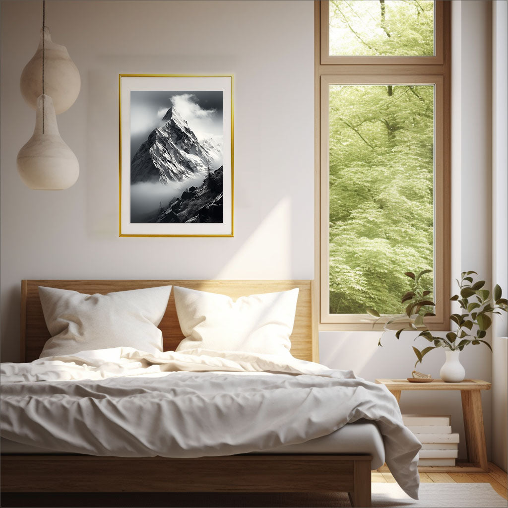 スキーのアートポスター寝室配置イメージ