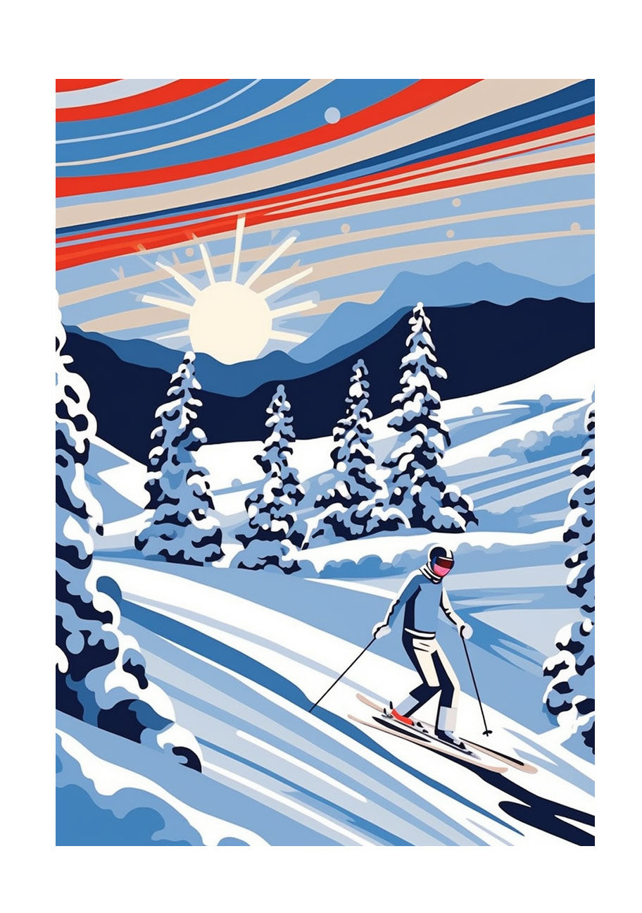 スキーのアートポスター原画のみ