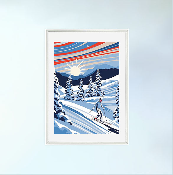 スキーのアートポスター:skiing_8614 通販