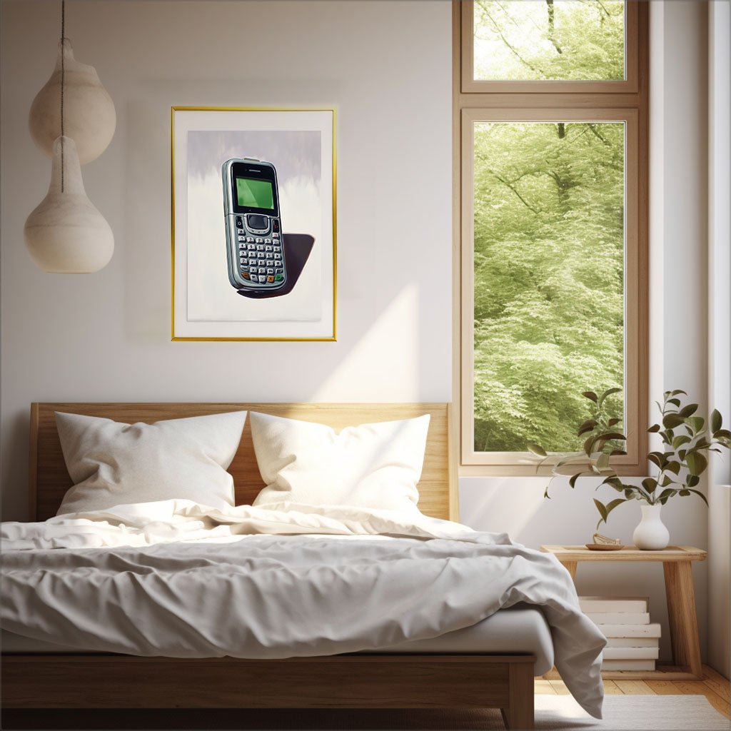 スマートフォンのアートポスター寝室配置イメージ
