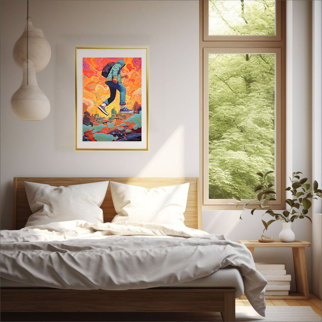 スニーカーのアートポスター寝室配置イメージ