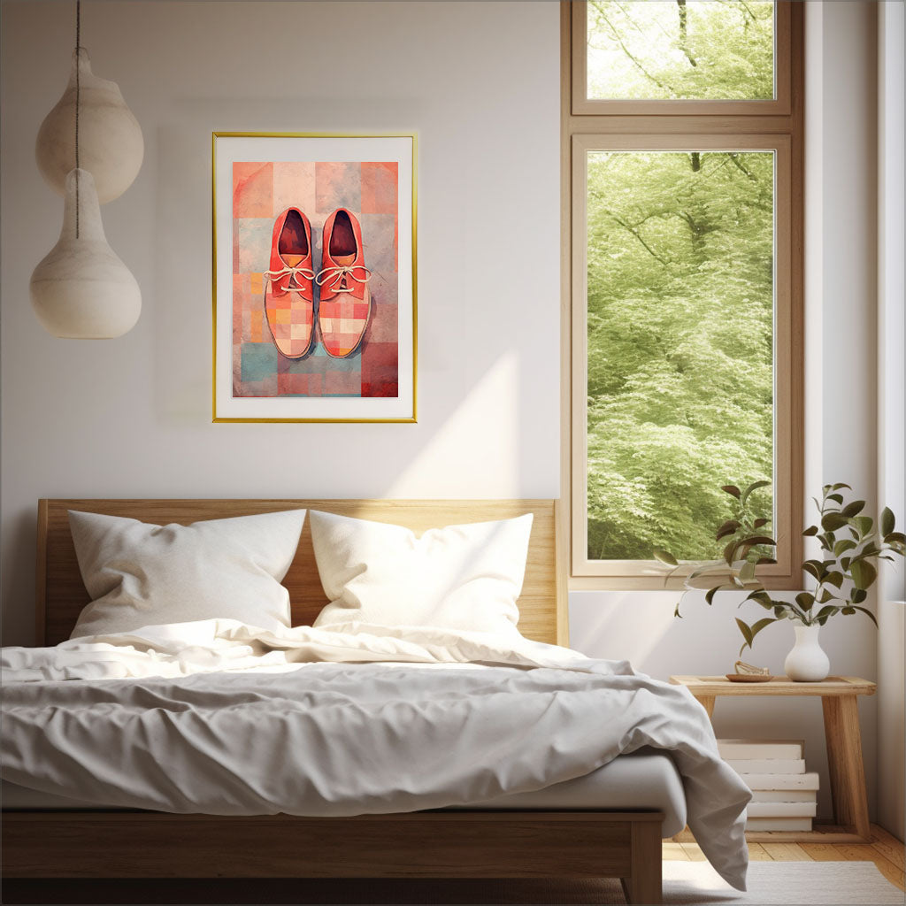 スニーカーのアートポスター寝室配置イメージ