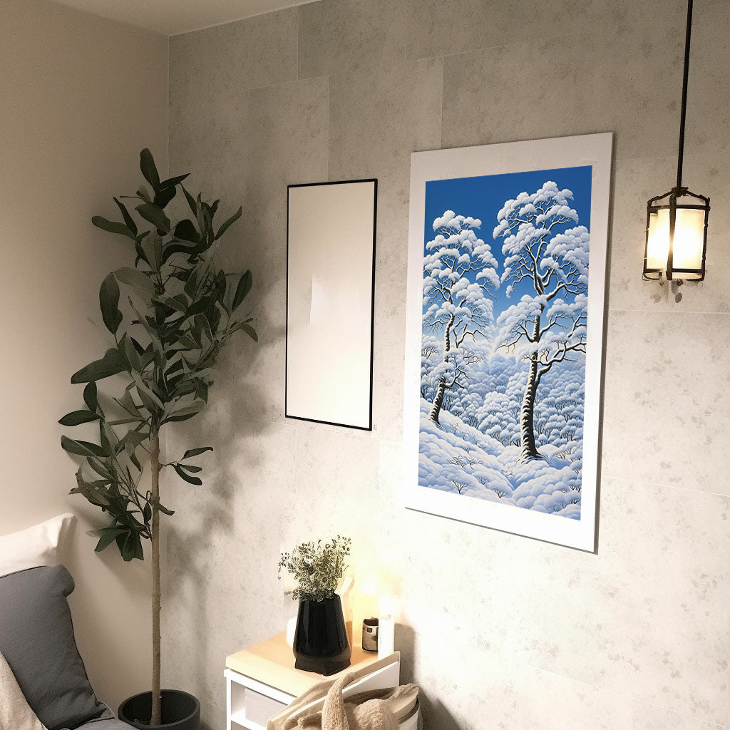 雪のアートポスター廊下配置イメージ