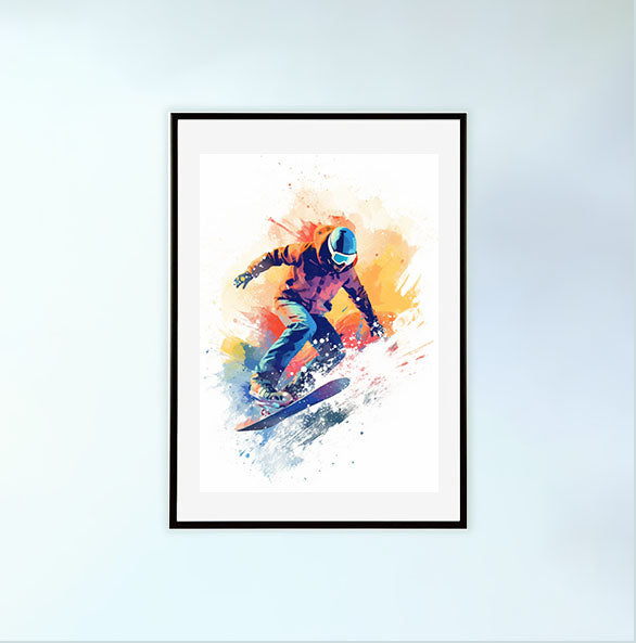 スノーボードのアートポスター黒フレームあり