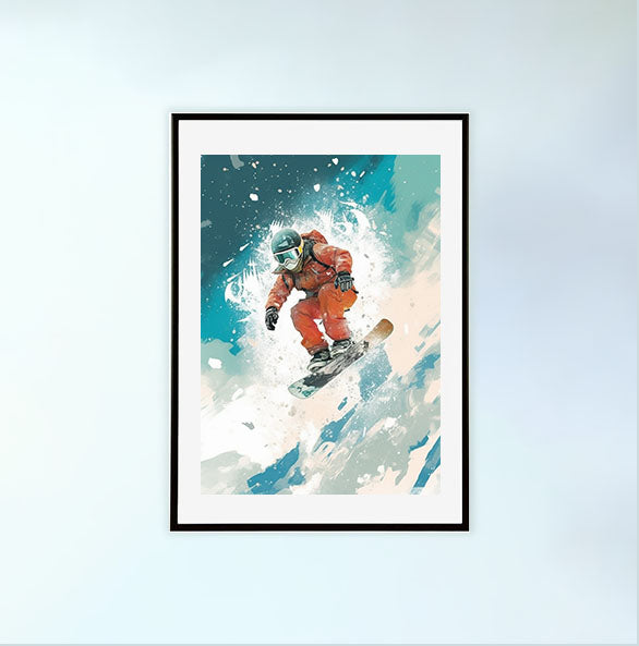 スノーボードのアートポスター黒フレームあり
