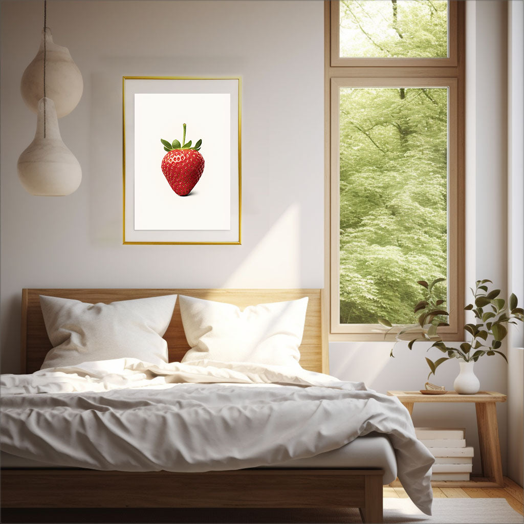 ストロベリーのアートポスター寝室配置イメージ