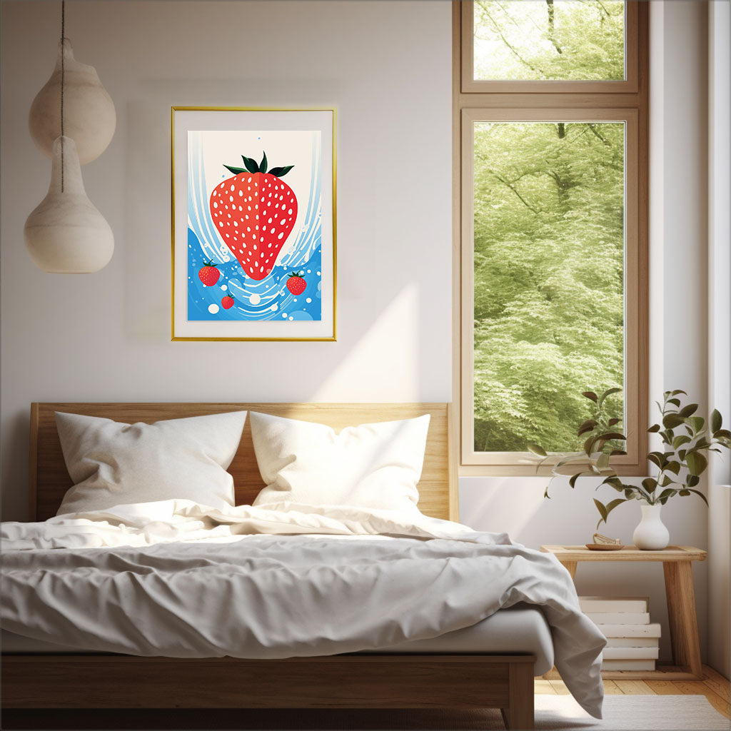 いちごのアートポスター寝室配置イメージ