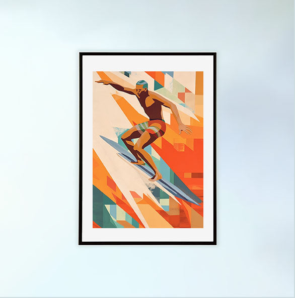 サーフィンのアートポスター黒フレームあり