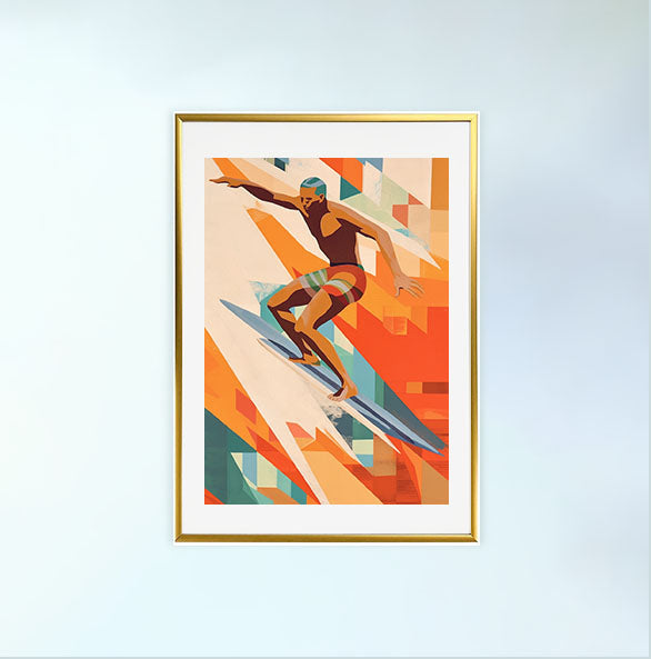 サーフィンのアートポスター金フレームあり