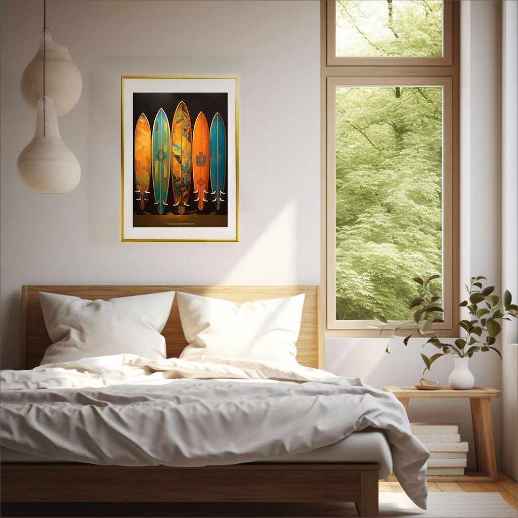 サーフィンのアートポスター寝室配置イメージ