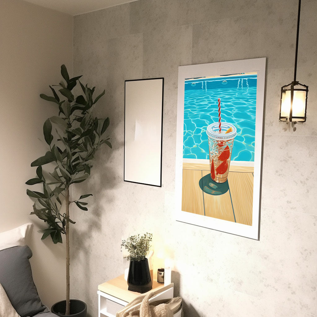 浮き輪のアートポスター廊下配置イメージ