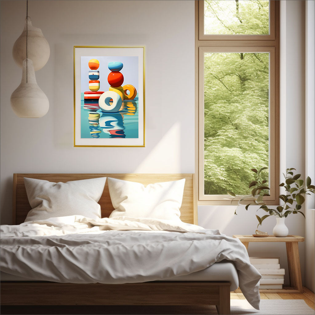 浮き輪のアートポスター寝室配置イメージ