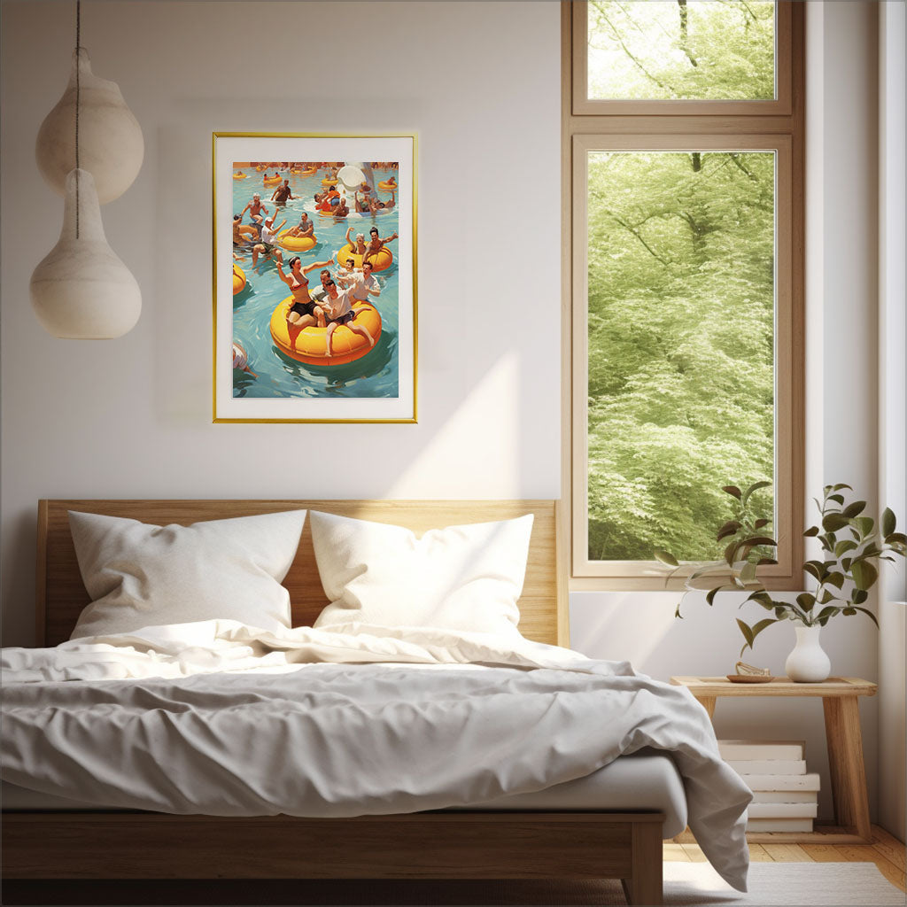 浮き輪のアートポスター寝室配置イメージ