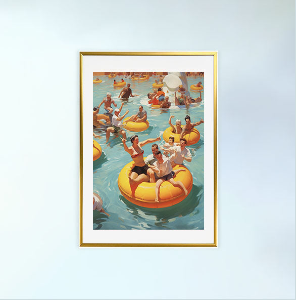 浮き輪のアートポスター金フレームあり