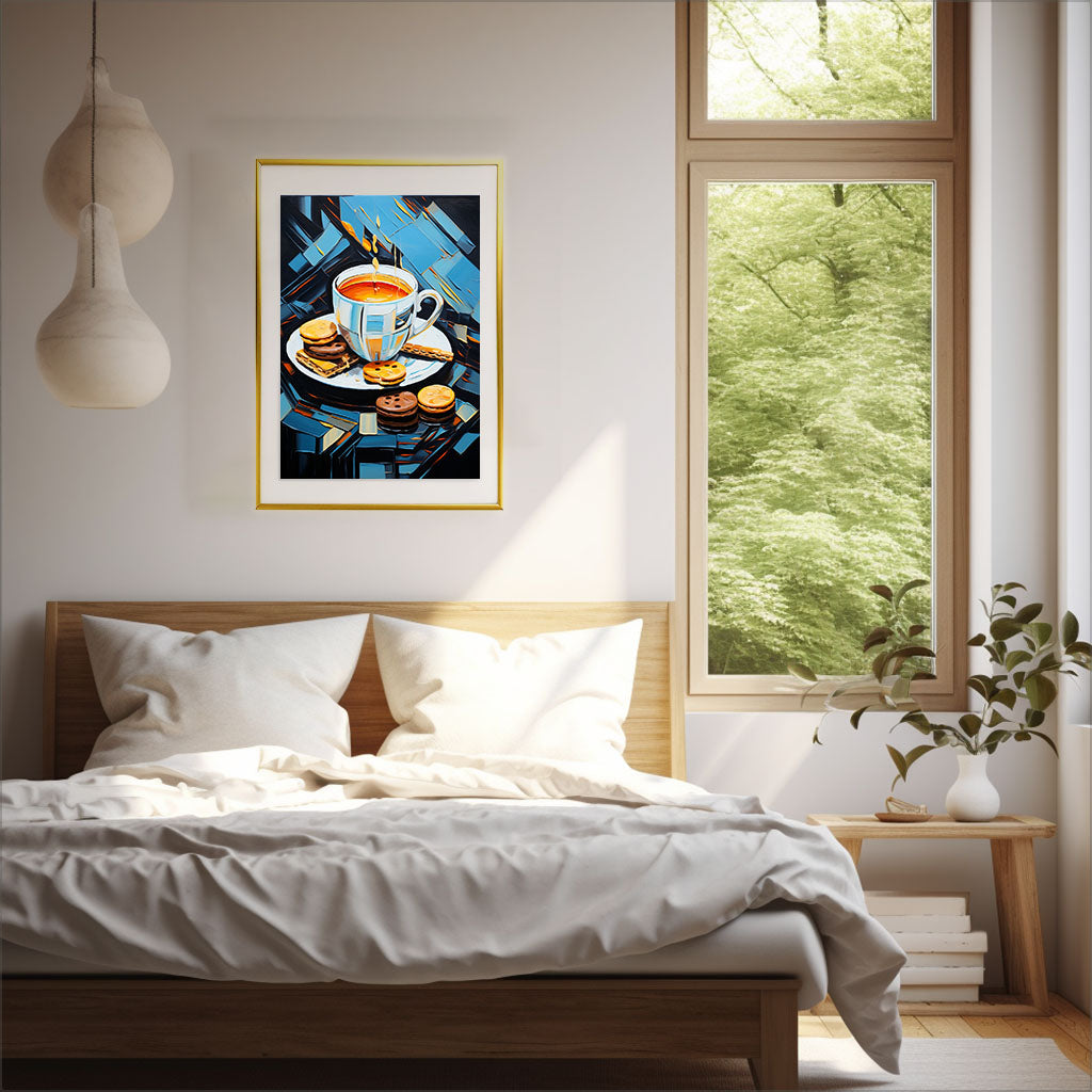 お茶のアートポスター寝室配置イメージ