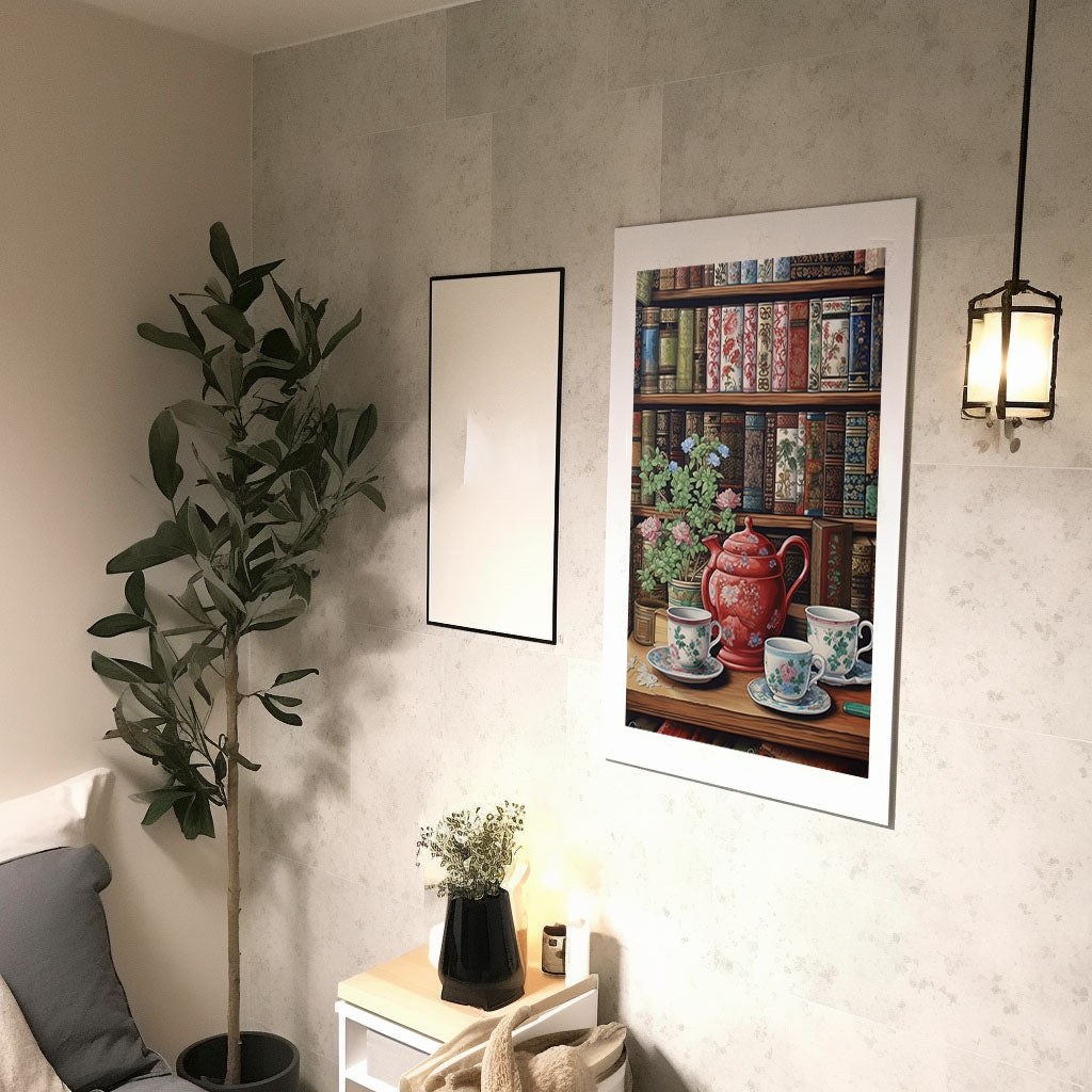 お茶のアートポスター廊下配置イメージ