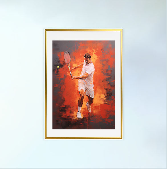 テニスのアートポスター金フレームあり