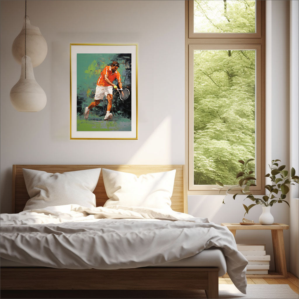 テニスのアートポスター寝室配置イメージ