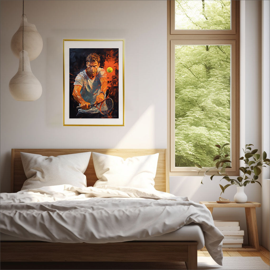 テニスのアートポスター寝室配置イメージ