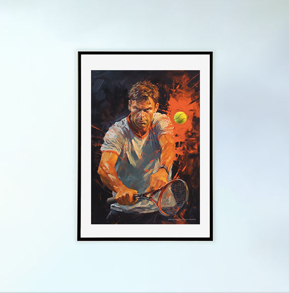 テニスのアートポスター黒フレームあり