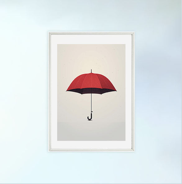 傘のアートポスター白フレームあり
