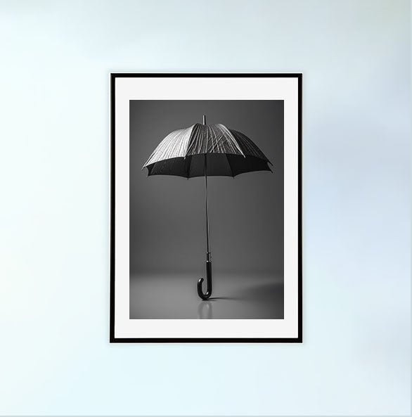 傘のアートポスター黒フレームあり