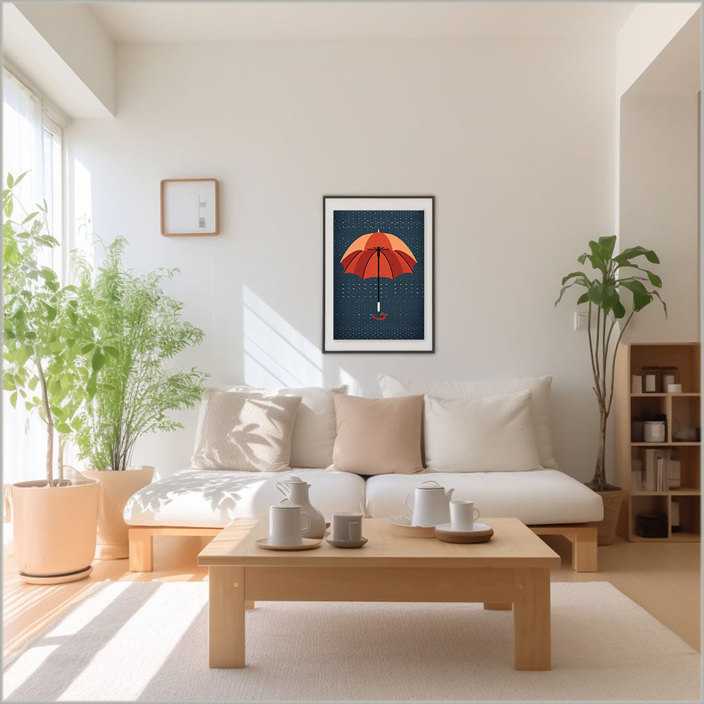 傘のアートポスターリビング配置イメージ